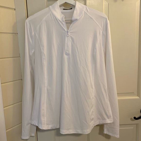 PGA Tour White Long Sleeve Active Pullover Quarter Zip - Picture 1 of 4